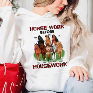 Horse Work Before Housework Personalized Horse Shirt, Gift For Farmer - Shirts - GoDuckee