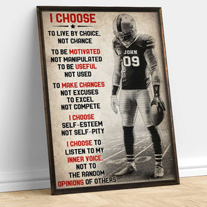 Football I Choose To Live By Choice Not By Chance, Personalized Wall Art Print - Poster & Canvas - GoDuckee