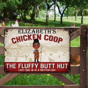 Chicken Coop, The Fluffy Butt Hut, Personalized Farm Metal Sign - Metal Wall Art - GoDuckee