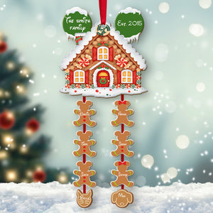 Personalized Family Wood Ornament, Christmas House With Gingerbread - Ornament - GoDuckee
