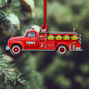 Personalized Firefighter Ornament, Fire Truck, Christmas Tree Decor - Ornament - GoDuckee