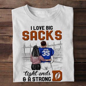 Big Sacks Tight Ends And A Strong D - Personalized Shirts - Gift for American Football Players - Couple Shoulder to Shoulder - Shirts - GoDuckee
