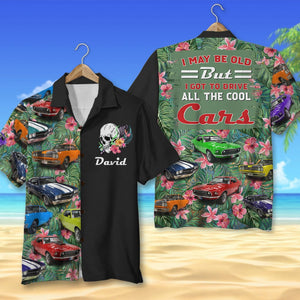 I May Be Old But I Got To Drive All The Cool Cars - Custom Classic Car Photo Hawaiian Shirt - Gift For Car Lovers - Hawaiian Shirts - GoDuckee