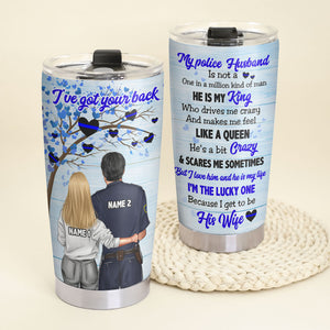 Personalized Police Couple Tumbler - I've Got Your Back - Thin Blue Line - Tumbler Cup - GoDuckee