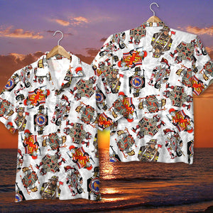 Firefighter Playing Card Hawaiian Shirt, Aloha Shirt, Gift For Him - Hawaiian Shirts - GoDuckee