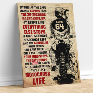 Vintage Motocross Poster - Custom Number, Name Rider - This Is My Motocross Life - Poster & Canvas - GoDuckee