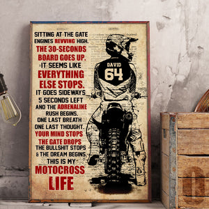Vintage Motocross Poster - Custom Number, Name Rider - This Is My Motocross Life - Poster & Canvas - GoDuckee