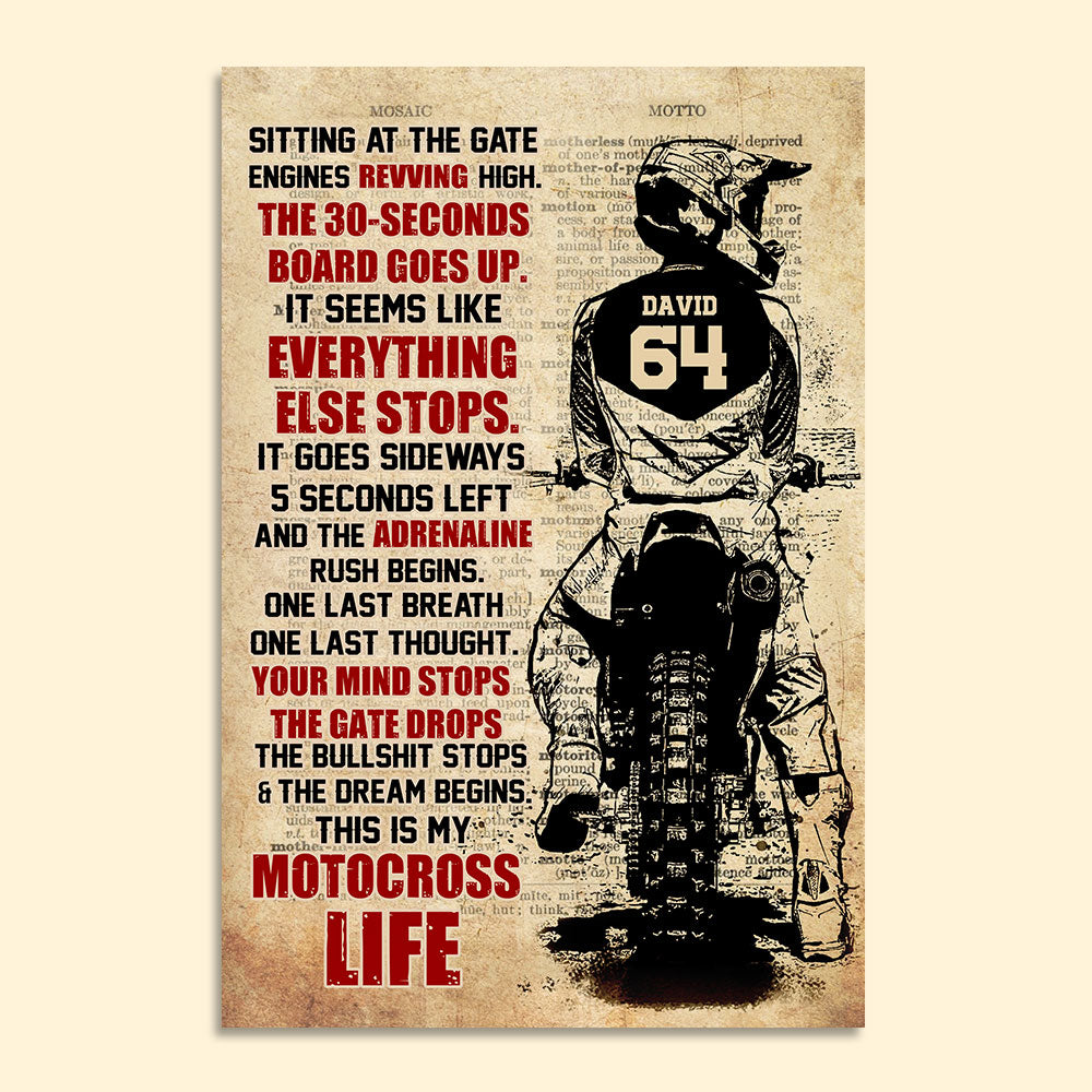 Vintage Motocross Poster - Custom Number, Name Rider - This Is My Motocross Life - Poster & Canvas - GoDuckee