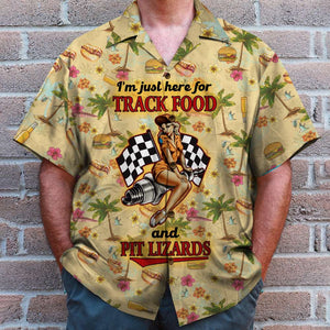Dirt track racing I am just here for track food and pit lizards Hawaiian Shirt, Aloha Shirt - Hawaiian Shirts - GoDuckee