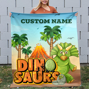 Dinosaur Party - Custom Dinosaur Blanket For Kids - Blanket - GoDuckee