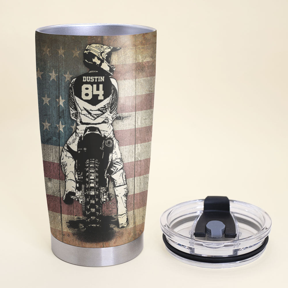 Motocross Tumbler Cup - Custom Name & Number - 5 4 3 2 N 1 If One Day The Speed Kills Me - Tumbler Cup - GoDuckee