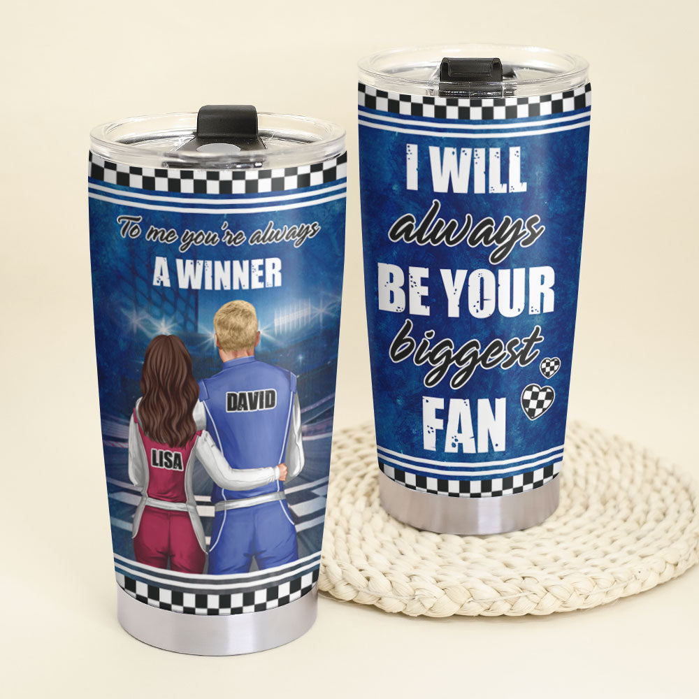 Personalized Racing Couple Tumbler Cup - You're Always A Winner, Your Biggest Fan - Tumbler Cup - GoDuckee