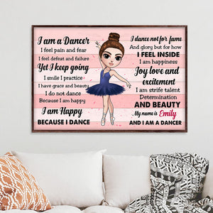 Personalized Ballerina Dolls Canvas Prints - I Am Happy Because I Dance - Poster & Canvas - GoDuckee