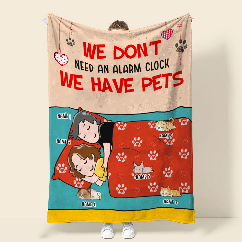 Personalized Cat Mom & Dad Blanket - We Don't Need An Alarm Clock, We Have Pets - Blanket - GoDuckee