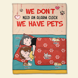 Personalized Cat Mom & Dad Blanket - We Don't Need An Alarm Clock, We Have Pets - Blanket - GoDuckee