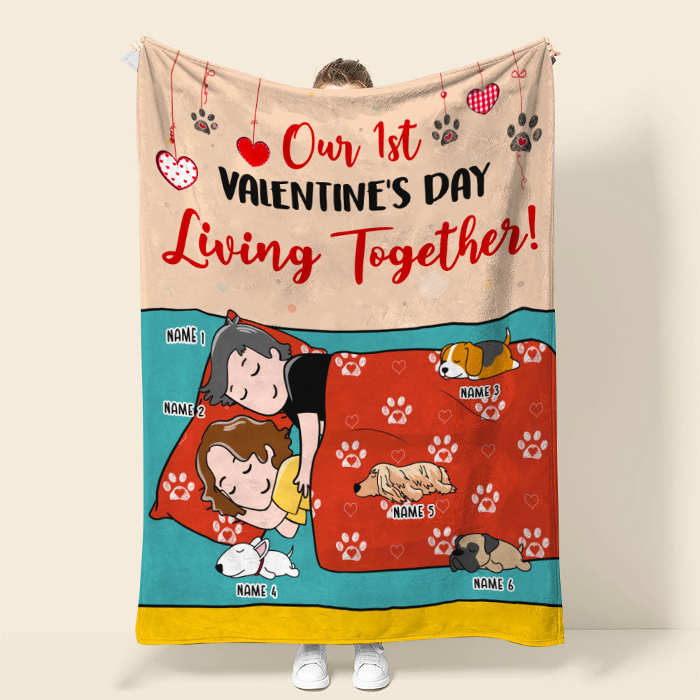 Personalized Dog Mom & Dad Blanket - Our 1st Valentine's Day Living Together - Blanket - GoDuckee
