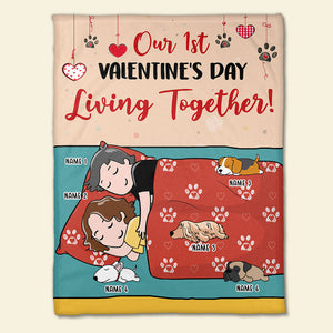 Personalized Dog Mom & Dad Blanket - Our 1st Valentine's Day Living Together - Blanket - GoDuckee