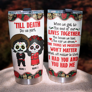 Personalized Poco Loco Couple Tumbler - 'Till Death Do Us Part - Tumbler Cup - GoDuckee