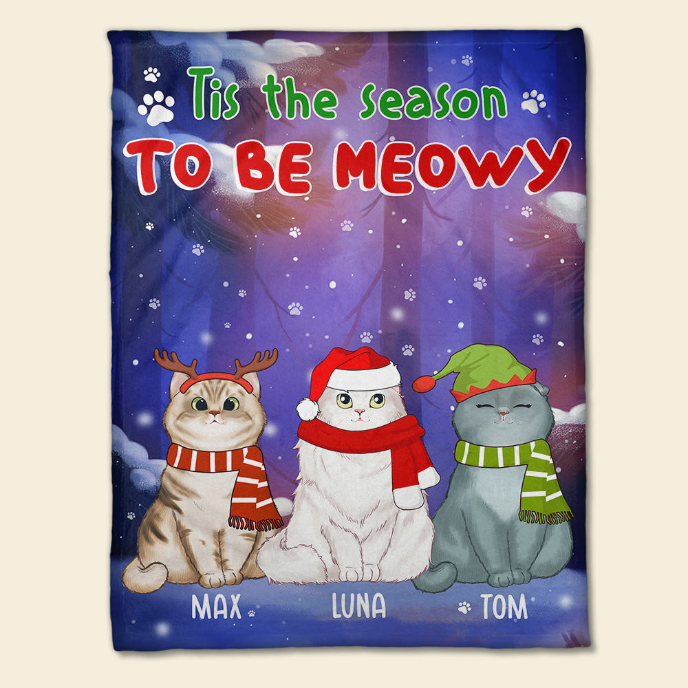 Personalized Cat Breeds Blanket - Tis The Season To Be Meowy - Blanket - GoDuckee
