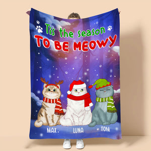 Personalized Cat Breeds Blanket - Tis The Season To Be Meowy - Blanket - GoDuckee