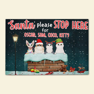 Personalized Christmas Cat Breeds Doormat - Santa Please Stop Here For - Cats on The Chimney - Doormat - GoDuckee