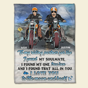 Personalized Biker Couple Blanket - To My Riding Partner For Life - Marriage Chapter - Blanket - GoDuckee