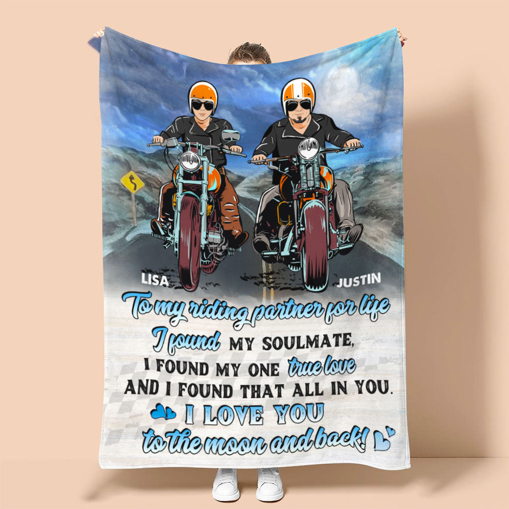 Personalized Biker Couple Blanket - To My Riding Partner For Life - Marriage Chapter - Blanket - GoDuckee
