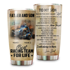 Dirt Track Racing - Custom Photo Tumbler - Father and Son, Best Racing Team For Life dtracing2104 - Tumbler Cup - GoDuckee