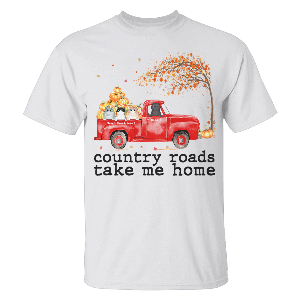 Personalized Gifts For Cat Lovers, Cats Country Roads Take Me Home, Custom Shirts - Shirts - GoDuckee