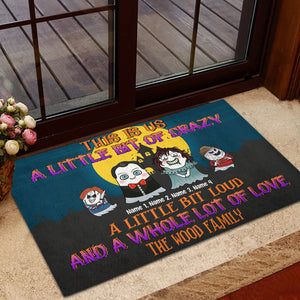 Spooky Doormat - Personalized Ghost Family - This Is Us A Little Bit Of Crazy - Doormat - GoDuckee