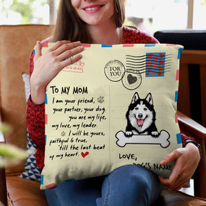 Personalized Dog Lover Pillow - To My Dog Mom - Retro Letter Paper Background - Pillow - GoDuckee