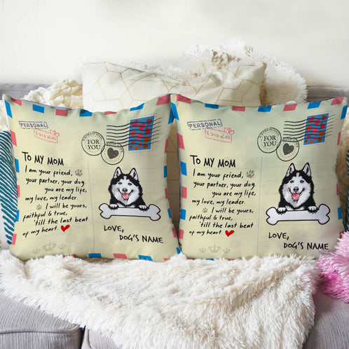Personalized Dog Lover Pillow - To My Dog Mom - Retro Letter Paper Background - Pillow - GoDuckee