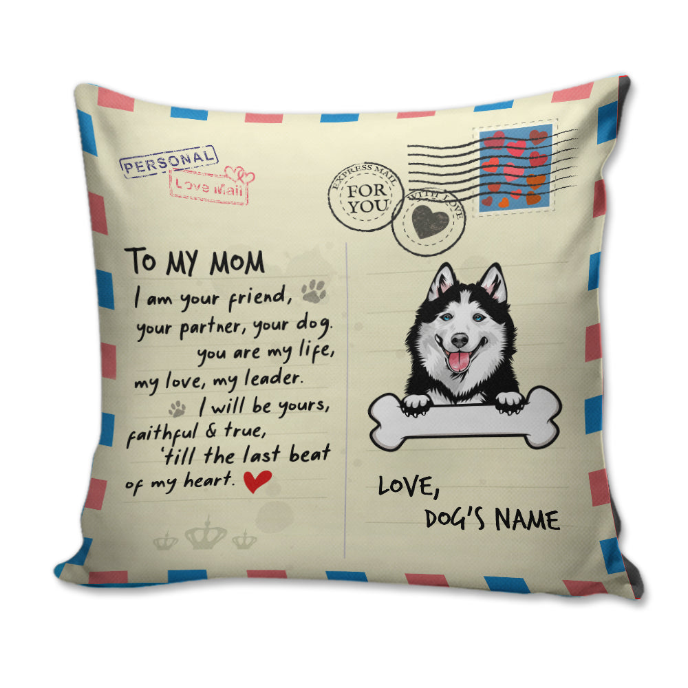 Personalized Dog Lover Pillow - To My Dog Mom - Retro Letter Paper Background - Pillow - GoDuckee