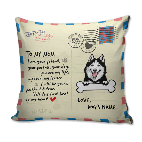 Personalized Dog Lover Pillow - To My Dog Mom - Retro Letter Paper Background - Pillow - GoDuckee