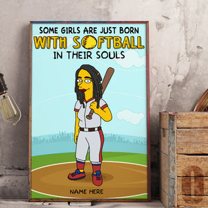 Simpsonalized Softball Girl Poster - You Can't Spell Glove Without Love - Poster & Canvas - GoDuckee