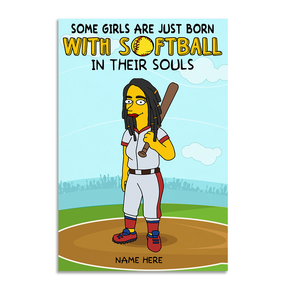 Simpsonalized Softball Girl Poster - You Can't Spell Glove Without Love - Poster & Canvas - GoDuckee