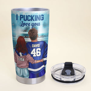 Personalized Hockey Couple Tumbler Cup - I Pucking Love You To The Rink And Back - Tumbler Cup - GoDuckee