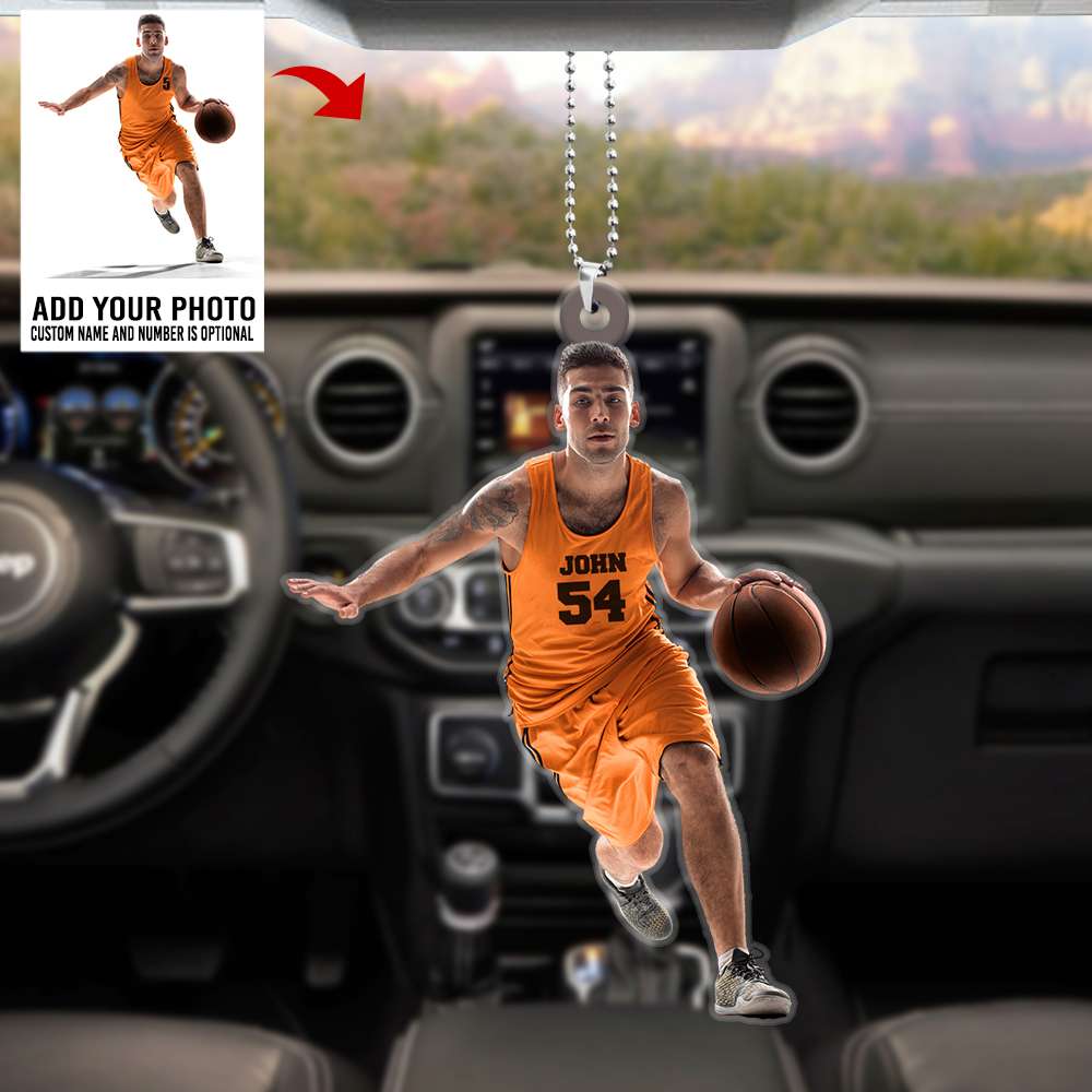 Custom Photo Basketball - Personalized Car Ornament and Keychain - Gift For Basketball Lovers - Ornament - GoDuckee