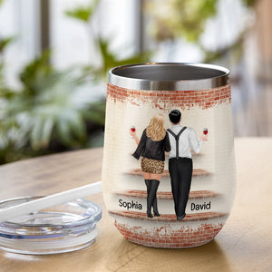 Here's To Another Year Of Love, Personalized Wine Tumbler, Gifts For Couple - Wine Tumbler - GoDuckee