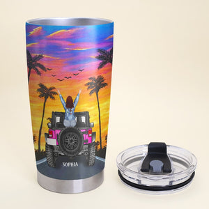 On A Dark Desert Highway Cool Wind In My Hair Personalized Car Tumbler Cup Gift For Her - Tumbler Cup - GoDuckee