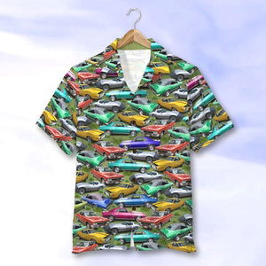 Custom Muscle Car Photo Hawaiian Shirt, Seamless Car Pattern, Summer Gift (Car0107) - Hawaiian Shirts - GoDuckee