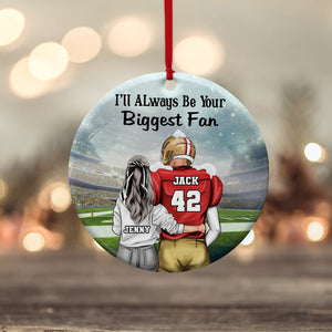 I'll Always Be Your Biggest Fan Personalized Football Couple Ornament, Christmas Tree Decor - Ornament - GoDuckee