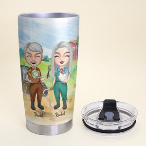 Yes, He's Farming No I Don't Know When He'll Be Home Personalized Farmer Tumbler Cup Gift For Couple - Tumbler Cup - GoDuckee