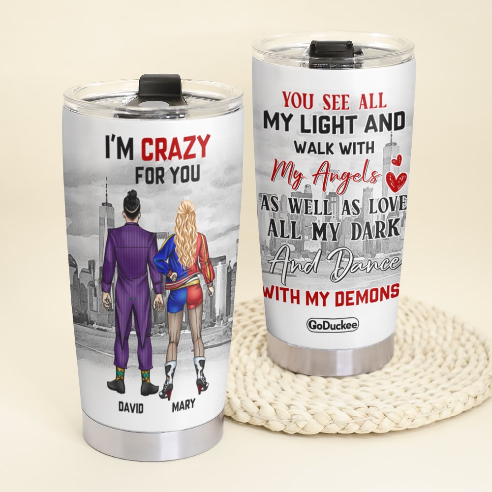 You See All My Light And Walk With My Angels Personalized Couple Tumbler Gift For Couple - Tumbler Cup - GoDuckee