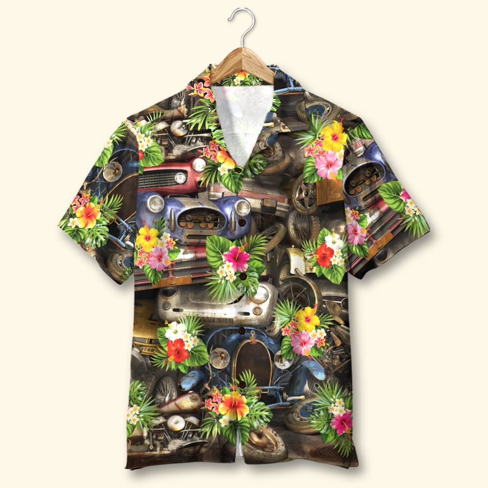 Classic Car Hawaiian Shirt, Aloha Shirt, Floral Pattern, Summer Gift - Hawaiian Shirts - GoDuckee