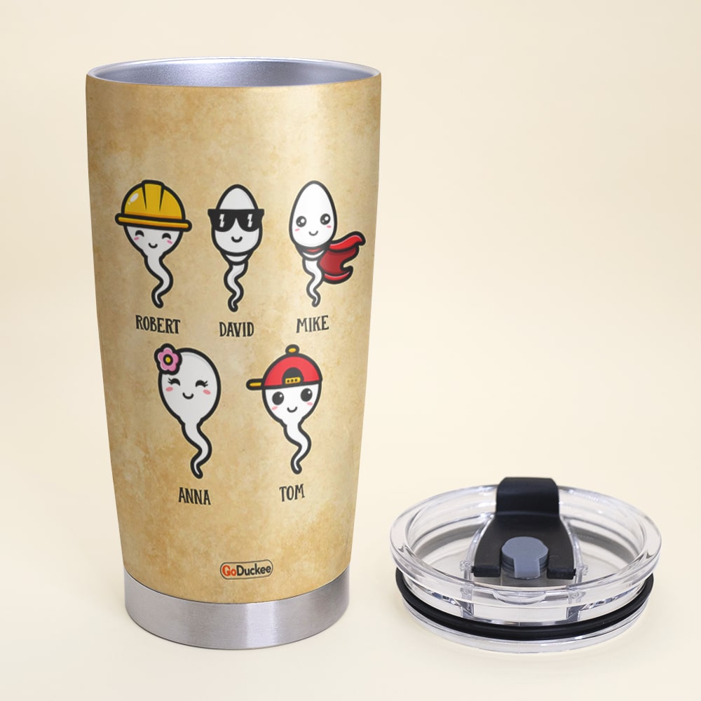 We're Glad We Came Out Of Yours, Personalized Father's Day Tumbler Cup, Gifts For Dad - Tumbler Cup - GoDuckee