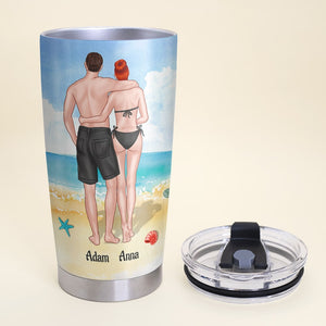 Beach Couple I'm Glad I Chose To Walk With You Personalized Tumbler Cup Gift For Couple - Tumbler Cup - GoDuckee