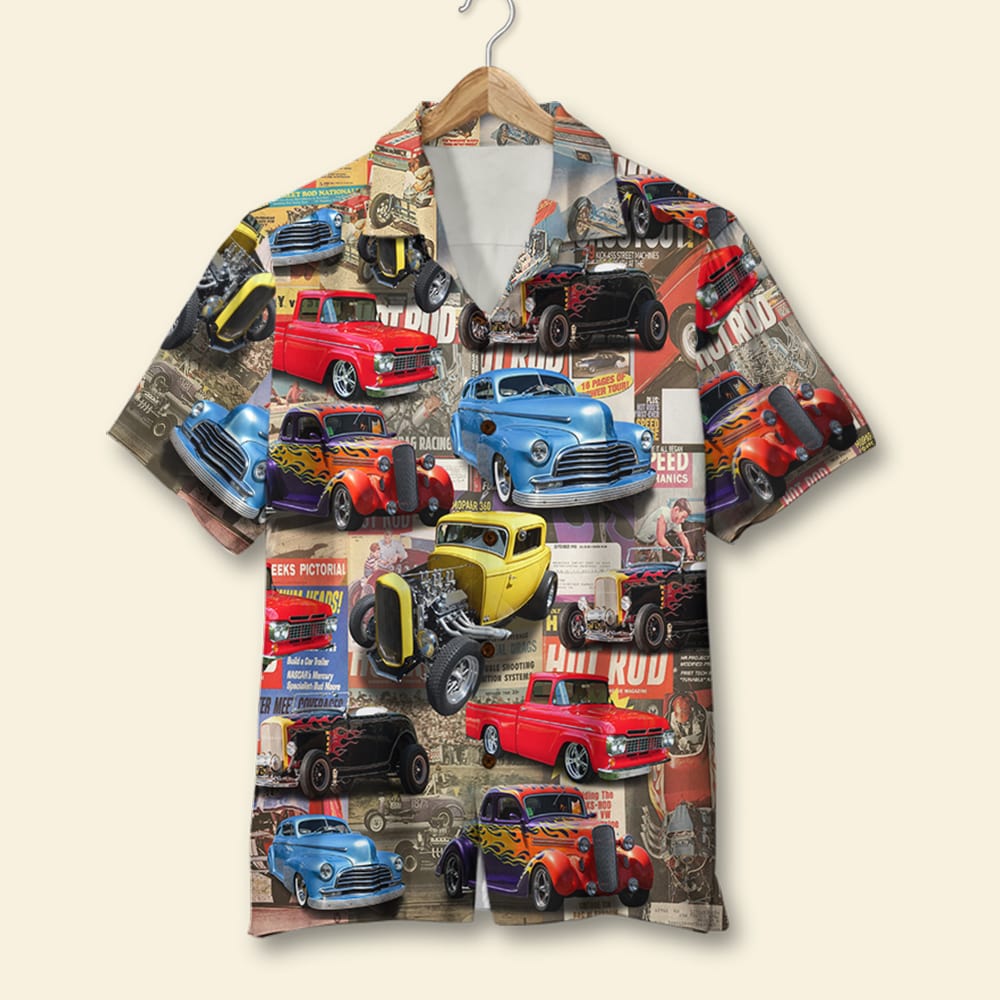 GoDuckee Hot Rod Magazine Hawaiian Shirt, Aloha Shirt