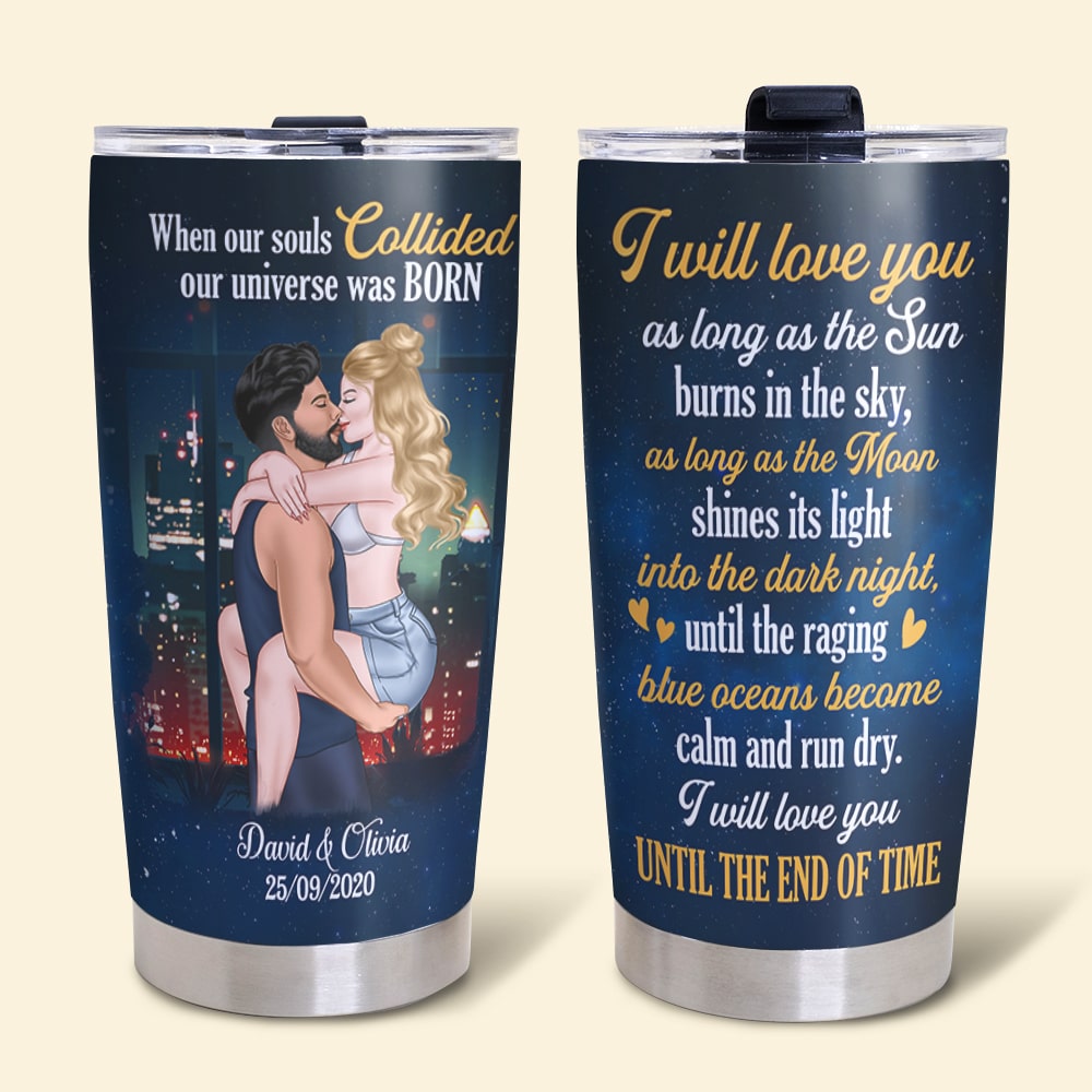 When Our Souls Collided Our Universe Was Born - Personalized Couple Tumbler - Gift For Couple - Tumbler Cup - GoDuckee