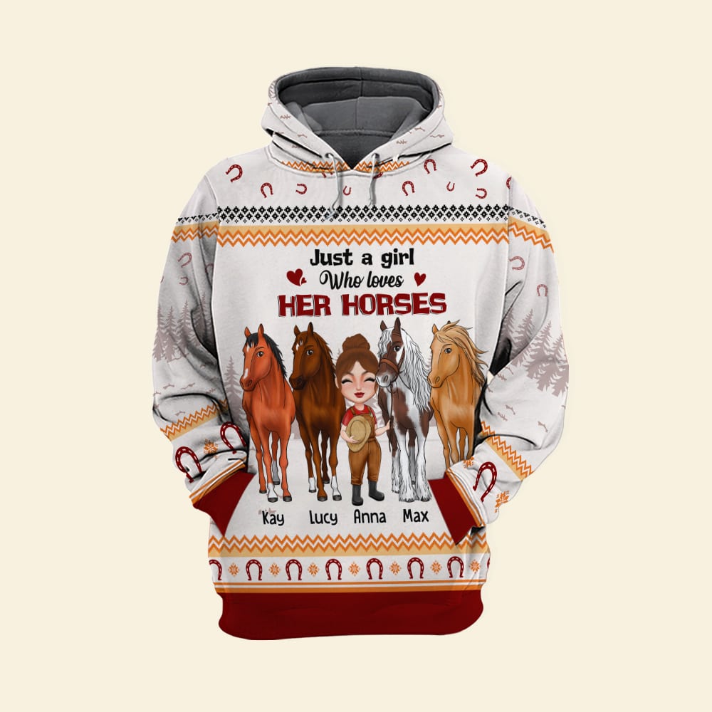 Just A Girl Who Loves Her Horses Personalized Horse Shirt, Gift For Farmer - AOP Products - GoDuckee